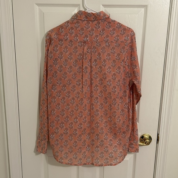 Emerson Fry India Collection Ryan Shirt Block Print Embroidered Flowers Size XS - Picture 8 of 11